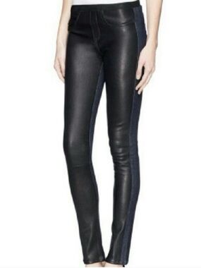 Helmut Lang Leather Panel Stretch Jeans 24